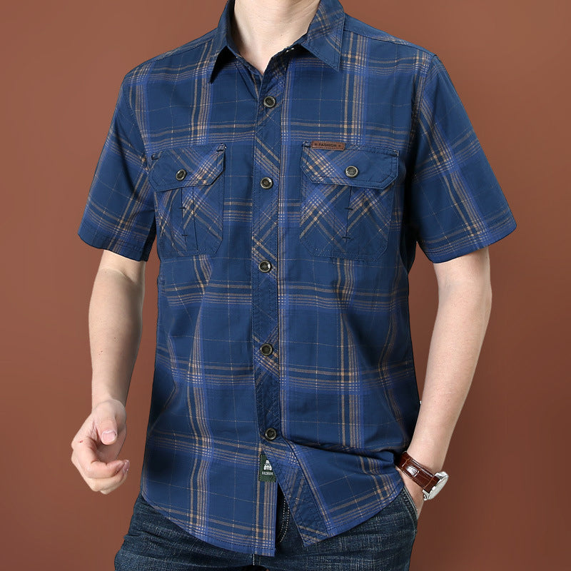 👔 TIJDELIJK 70% KORTING! 🍂 Heren Casual Geruit Korte Mouw Overhemd – Klassiek Patroon, Relaxte Pasvorm, Ademend Comfort ✨
