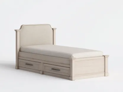 Camas individuales madera con 2 cajones 200x100x90 cm color beige - diseño clásico para dormitorio-Altozidecor