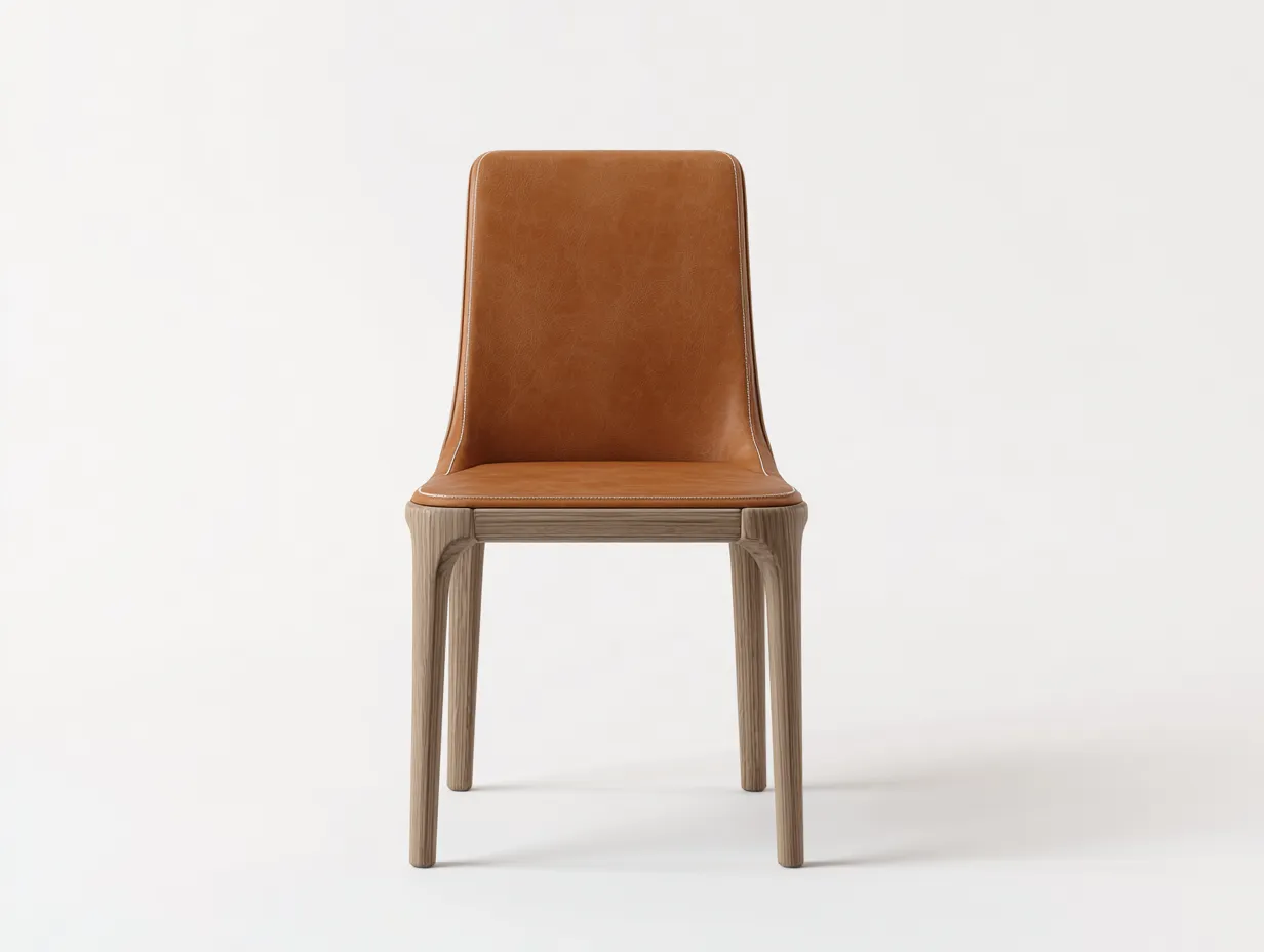 Sillas de comedor de madera y cuero sintético 85x45x50 cm - marrón - diseño moderno elegante-Altozidecor