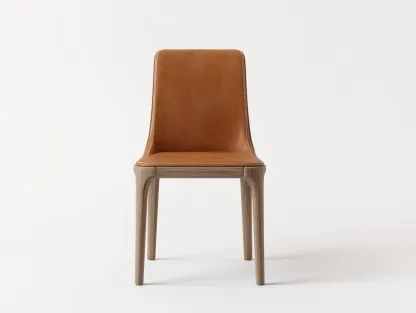 Sillas de comedor de madera y cuero sintético 85x45x50 cm - marrón - diseño moderno elegante-Altozidecor