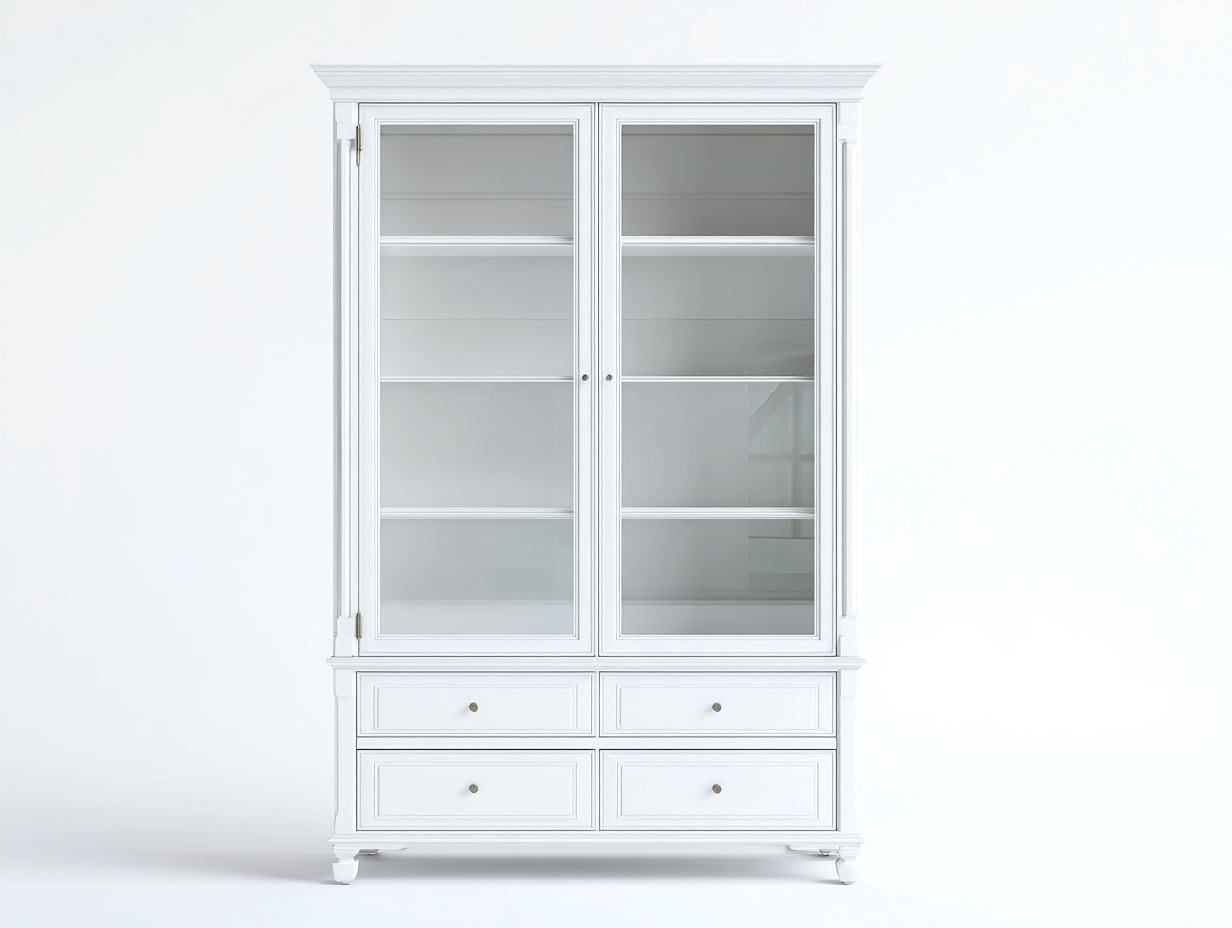 Vitrina de madera con puertas de vidrio y almacenamiento 110x45x200 cm blanco - diseño elegante salón-Altozidecor