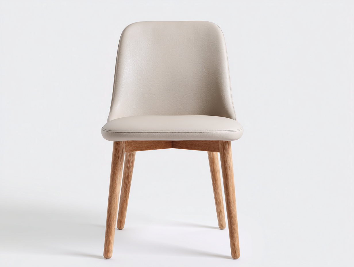 Sillas de comedor de madera y cuero sintético 82x48x52 cm - beige - diseño moderno minimalista-Altozidecor