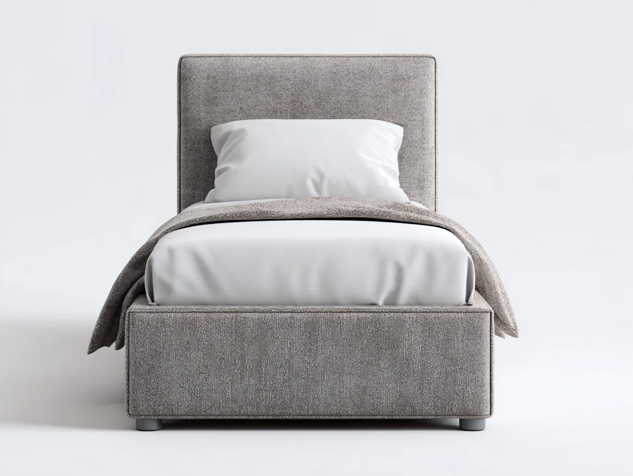 Camas individuales tapizada tela 200x100x95 cm color gris claro - diseño moderno para dormitorio-Altozidecor