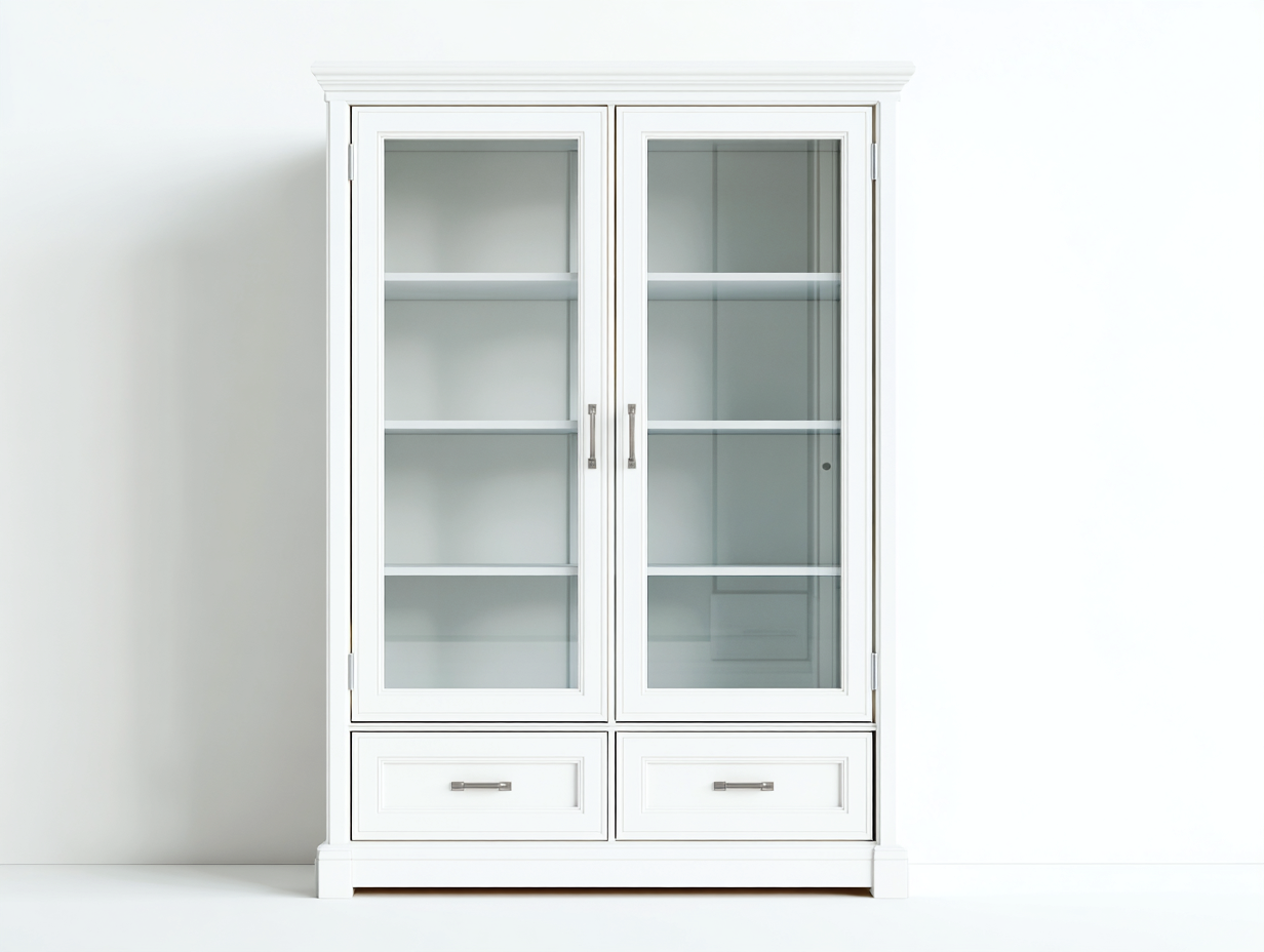 Vitrinas madera-100x40x190 cm-blanco-2 puertas-2 cajones-diseño clásico almacenamiento-Altozidecor