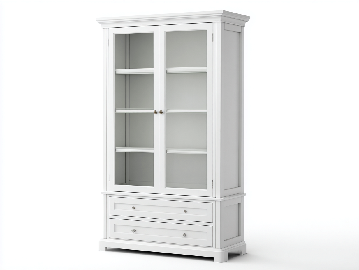 Vitrinas de madera y vidrio 90x40x190 cm - blanco - diseño clásico con almacenamiento-Altozidecor