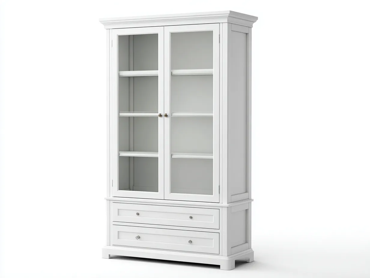 Vitrinas de madera y vidrio 90x40x190 cm - blanco - diseño clásico con almacenamiento-Altozidecor