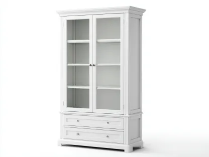 Vitrinas de madera y vidrio 90x40x190 cm - blanco - diseño clásico con almacenamiento-Altozidecor