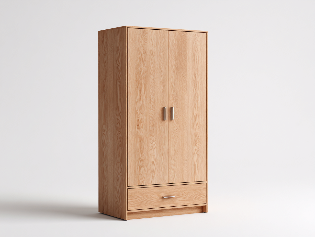Armarios madera 2 puertas con 1 cajón 80x50x180 cm color roble - diseño moderno para dormitorio-Altozidecor