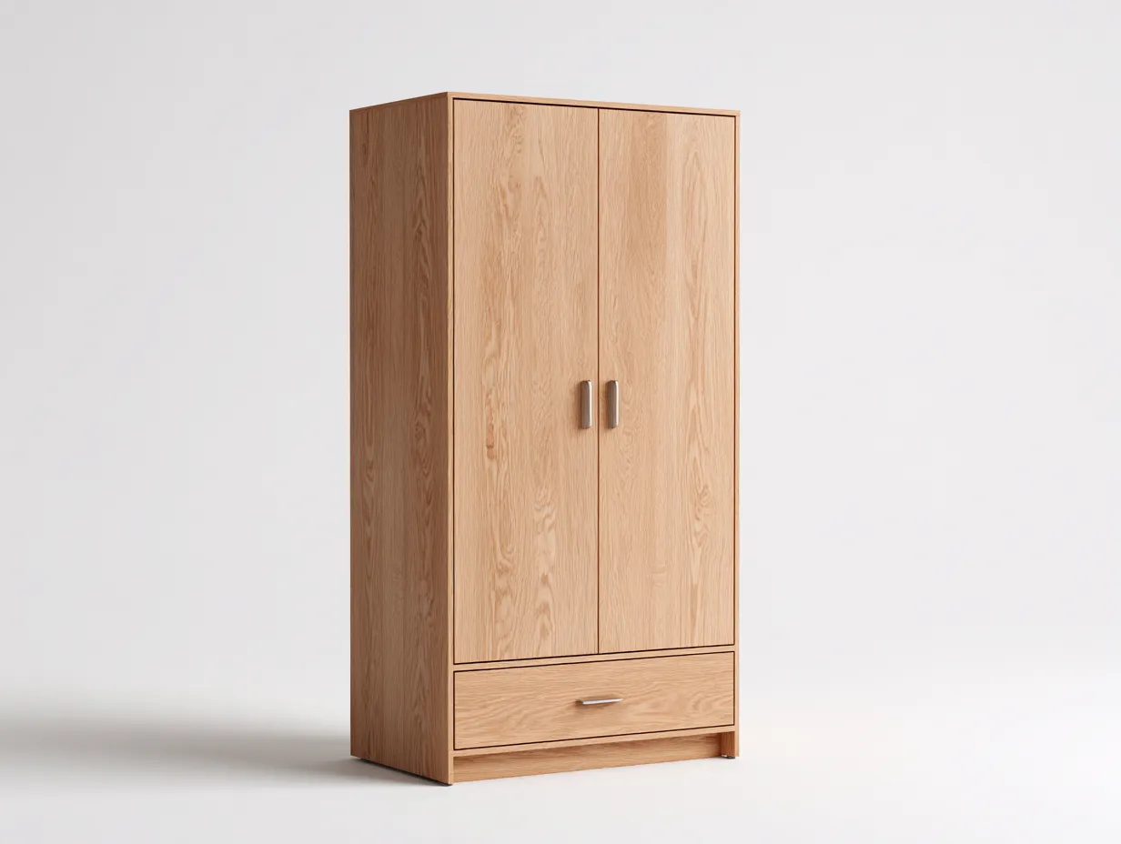 Armarios madera 2 puertas con 1 cajón 80x50x180 cm color roble - diseño moderno para dormitorio-Altozidecor