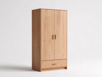 Armarios madera 2 puertas con 1 cajón 80x50x180 cm color roble - diseño moderno para dormitorio-Altozidecor