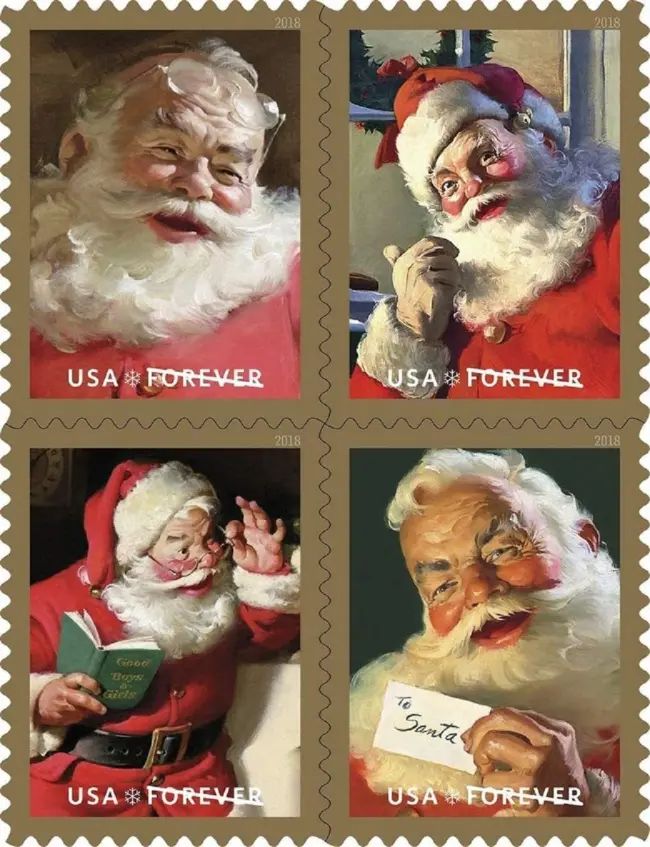2018 USPS Sparkling Holidays Christmas Santa Forever Stamps