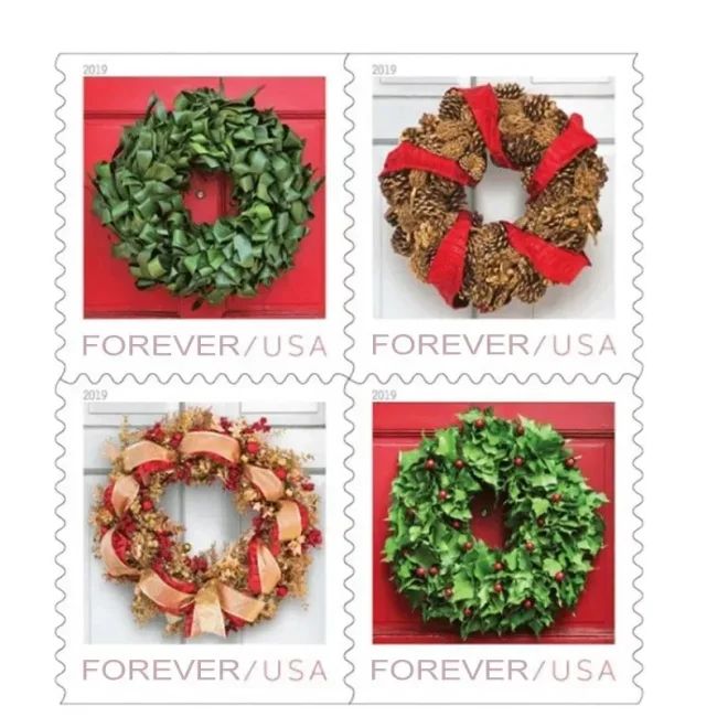 2019 USPS Christmas Tradition Celebration Holiday Wreaths Forever Stamps