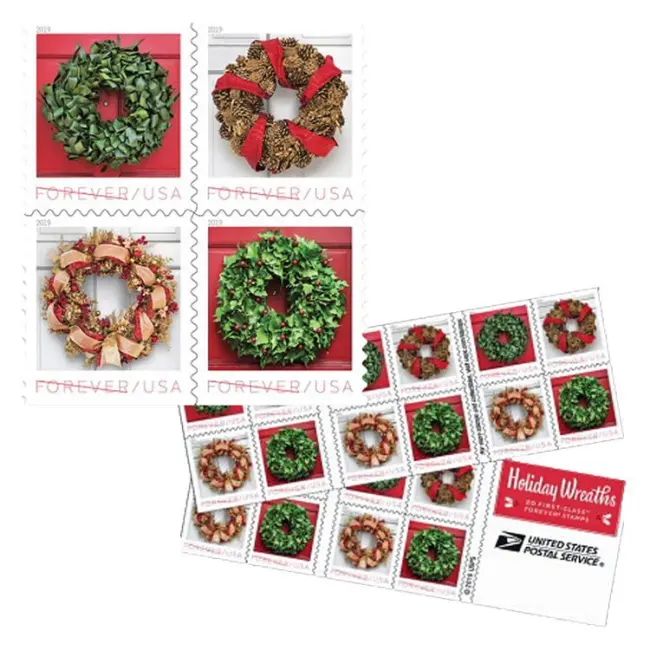 2019 USPS Christmas Tradition Celebration Holiday Wreaths Forever Stamps
