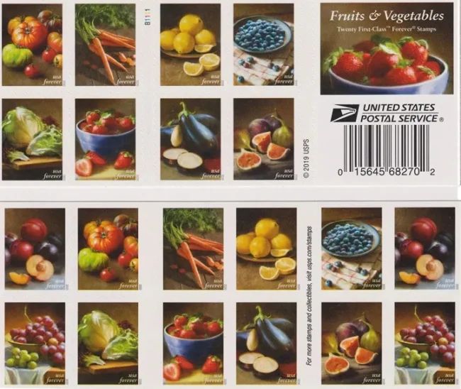 2020 USPS Fruits & Vegetables Forever Stamps