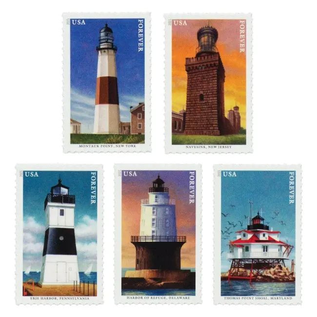 2021  USPS Mid Atlantic Lighthouses Forever Postage Stamps