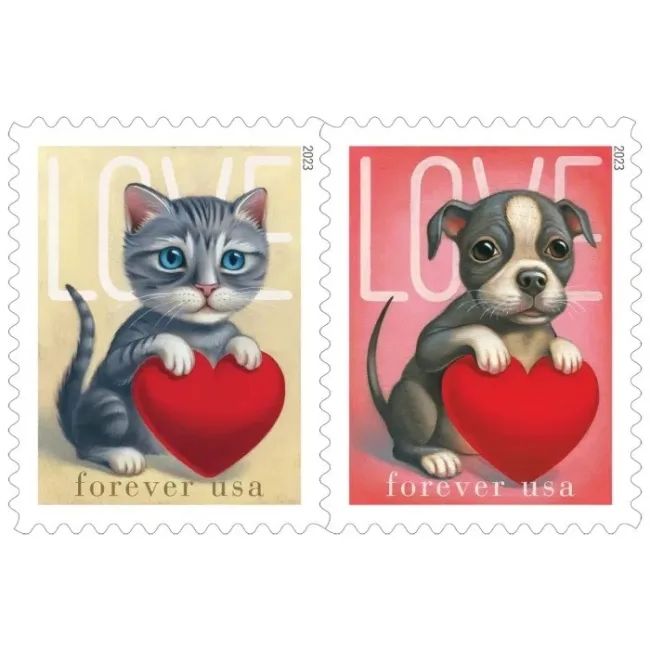 2023 USPS Cat and Dog Love Forever Stamps