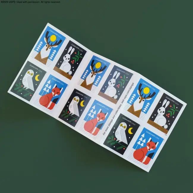 2023 Winter Woodland Animals Forever Postage Stamps