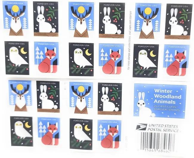 2023 Winter Woodland Animals Forever Postage Stamps