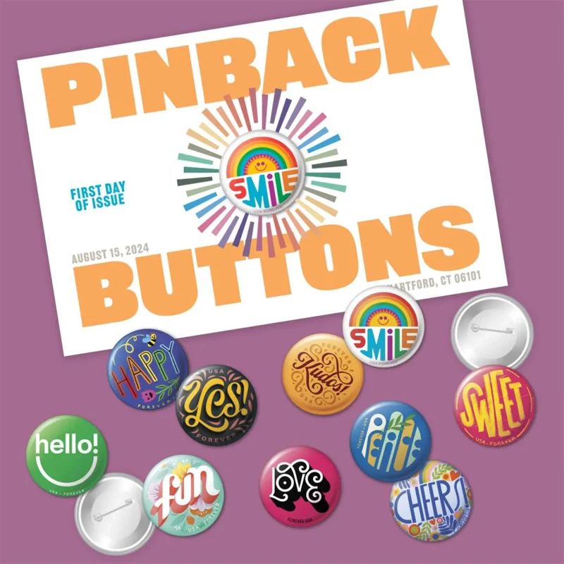 2024 Pinback Buttons Forever Stamp 