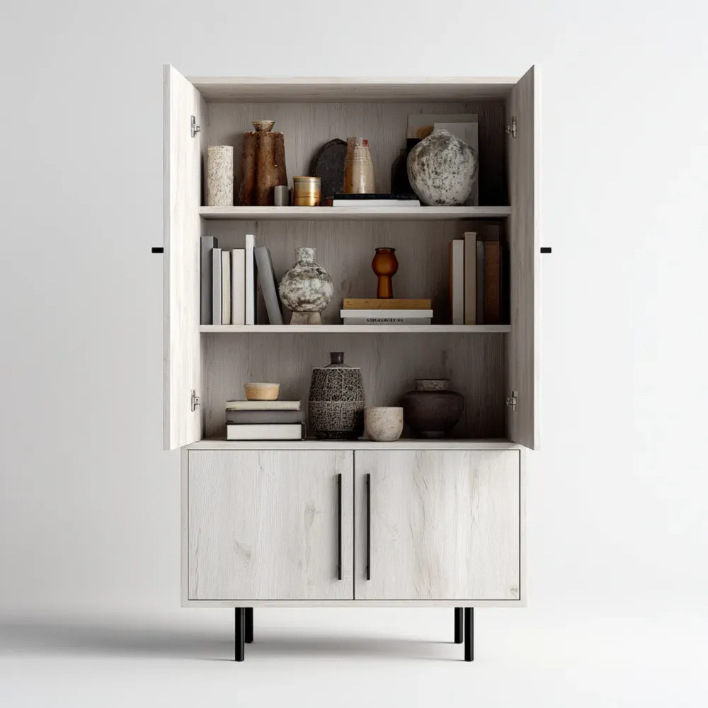 Holzschrank mit Regalen 90x40x200 cm - Weiß