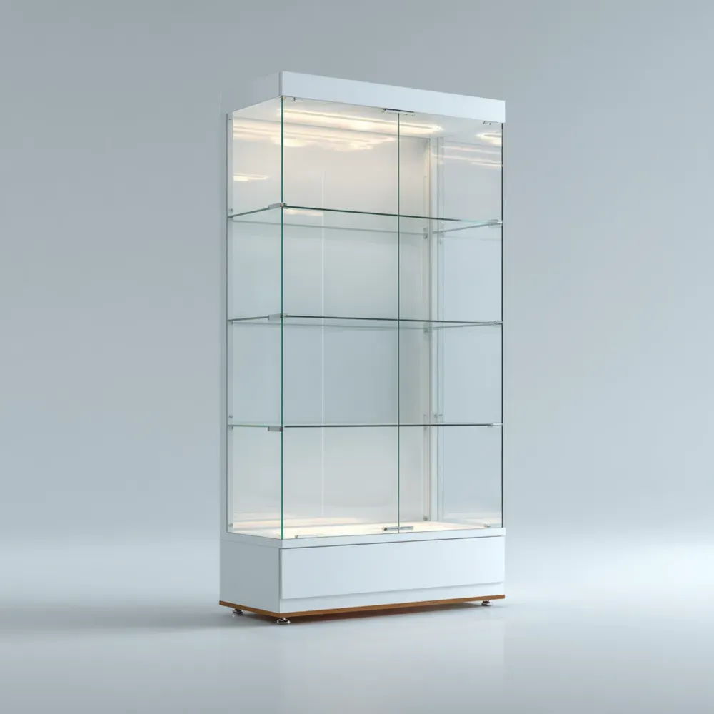 Vitrinenschrank aus Glas mit LED-Beleuchtung – Weiß