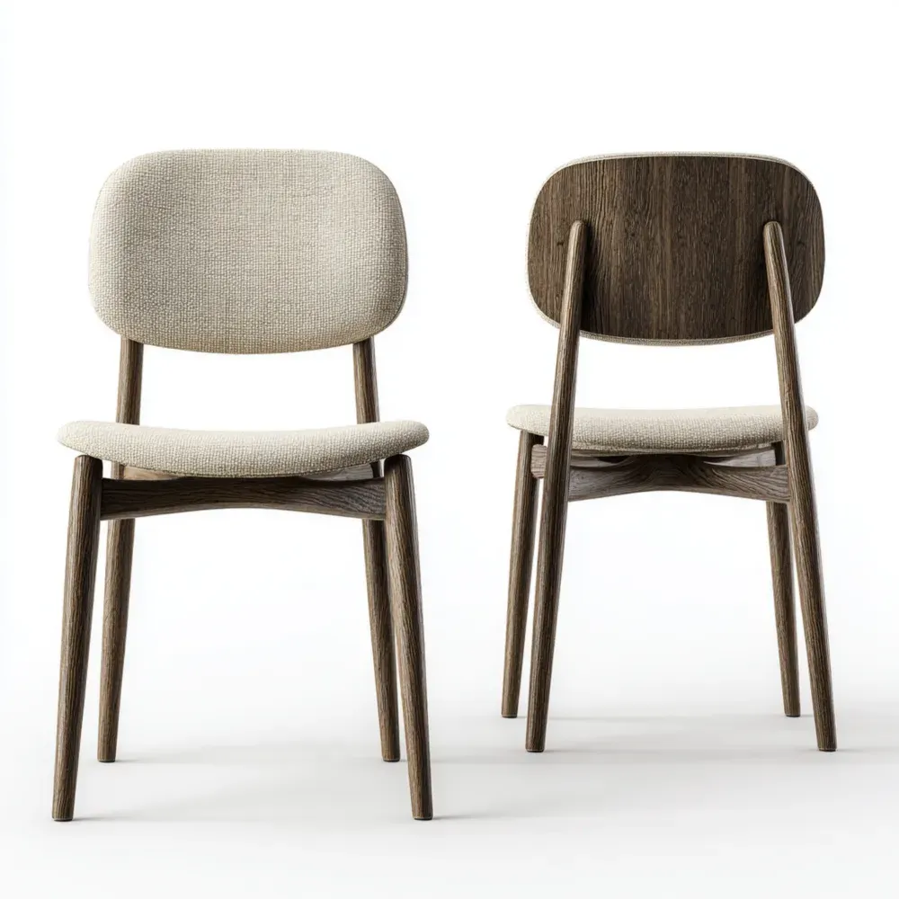 Esszimmerstuhl Holz Stoffpolster Eiche 42x48x85 cm – Beige