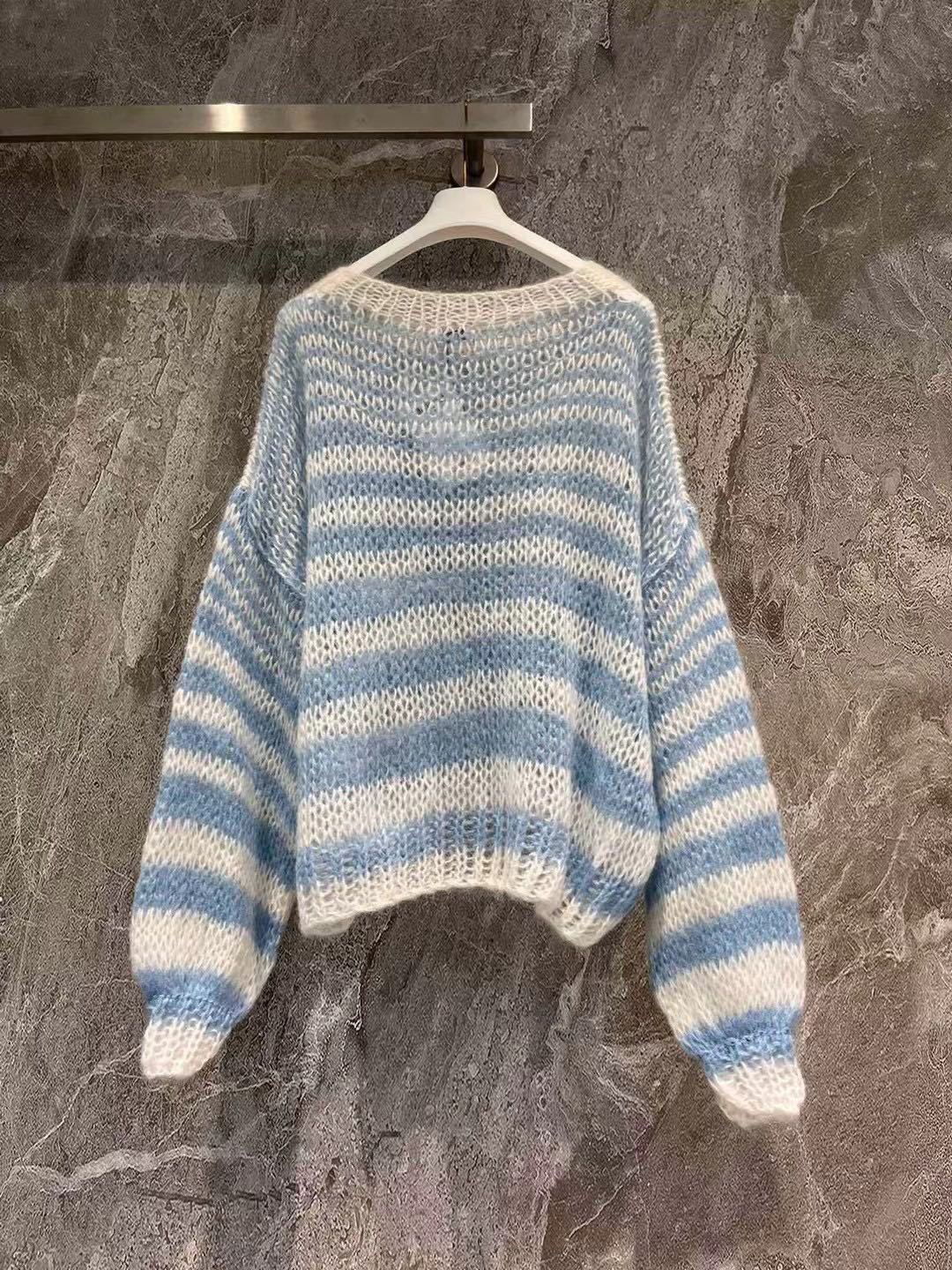 LOE Blue Seahorse Long Sleeve Sweater
