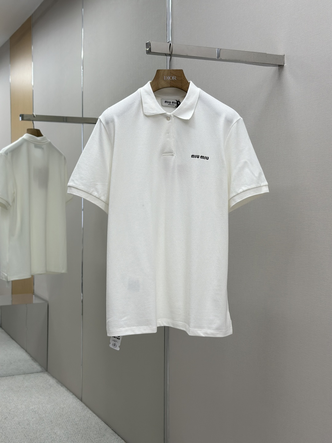 MIU25SS embroidered logo lapel polo shirt