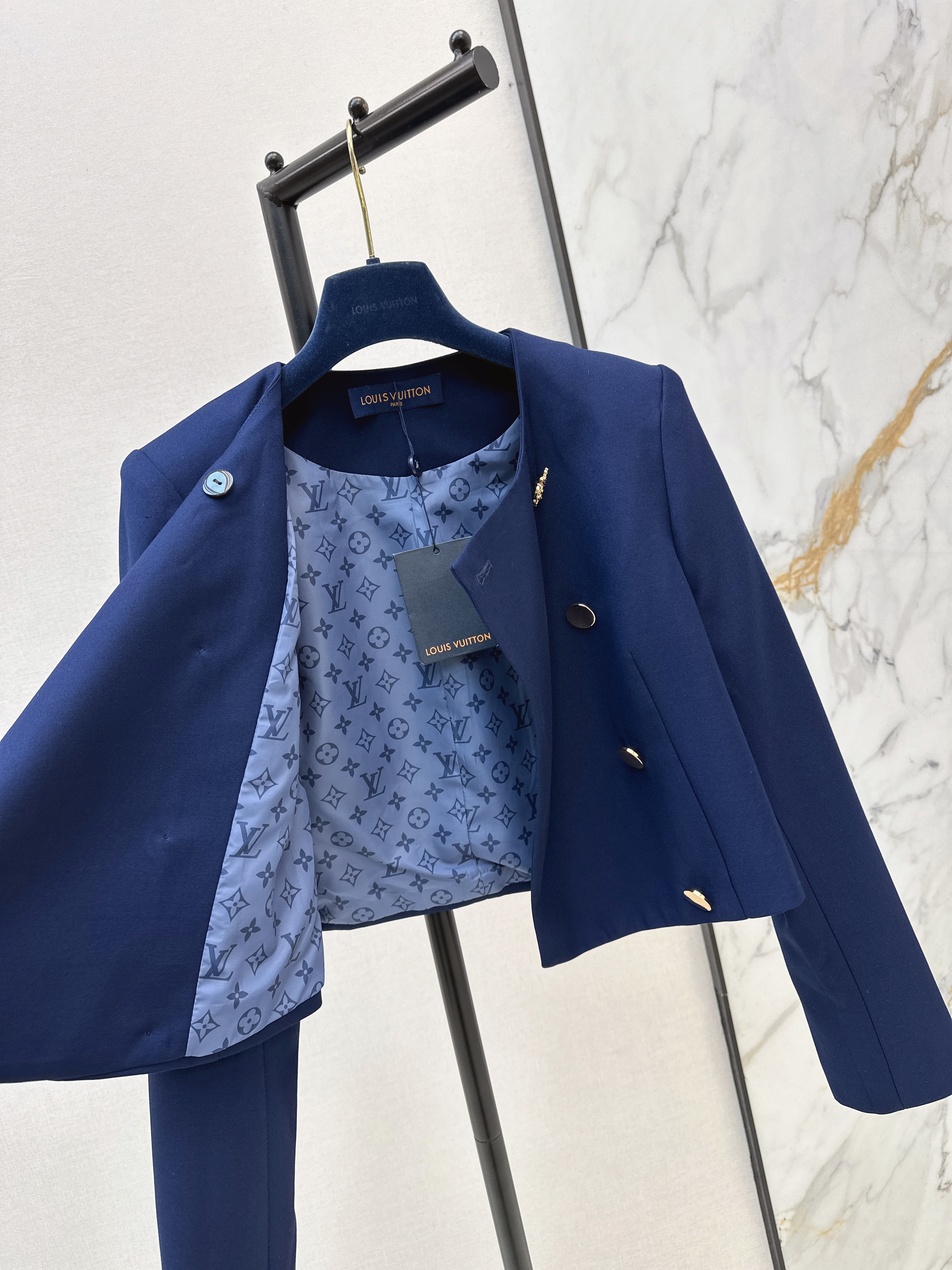 LU Double-Breasted Cropped Nautical Jacket