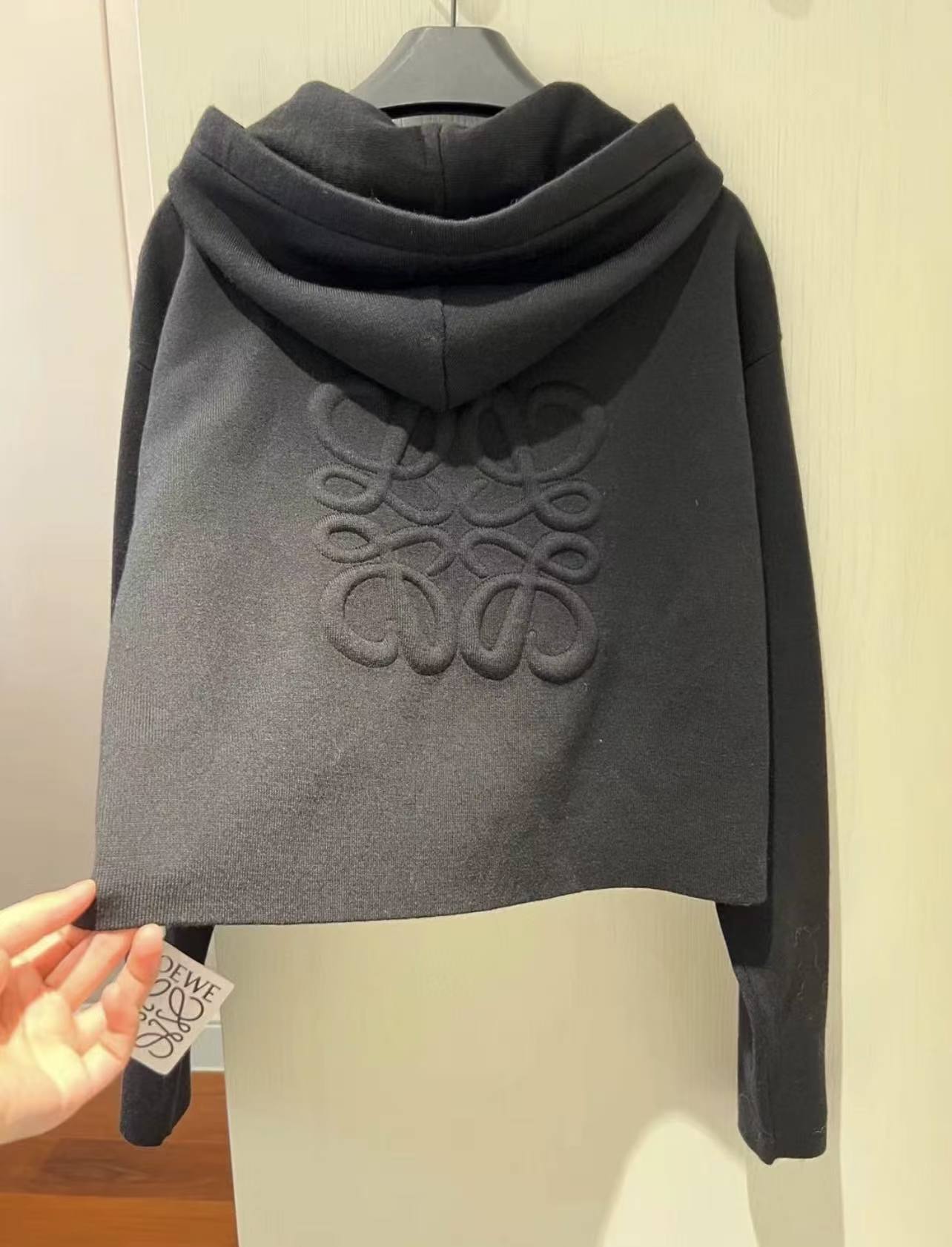 LEW Hooded zipper knitted cardigan