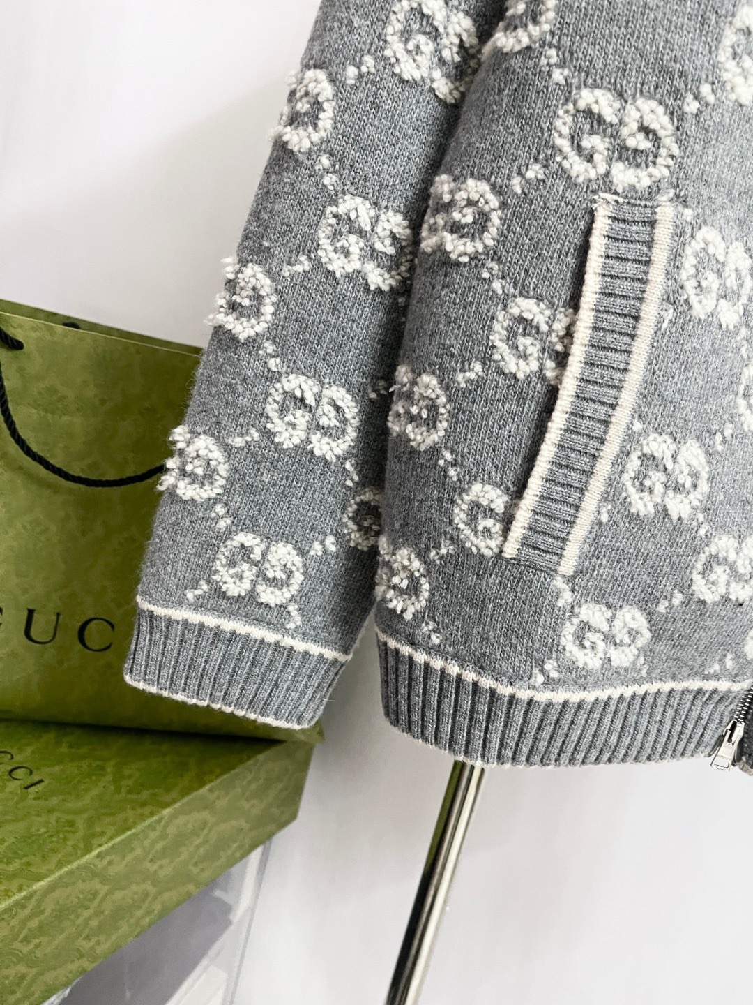 GG 25SS Zipper printed wool knitted sweater