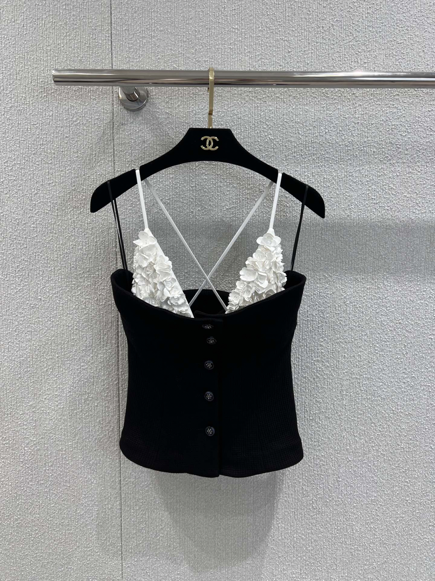 CHANE25SS French black and white patchwork bustier camisole