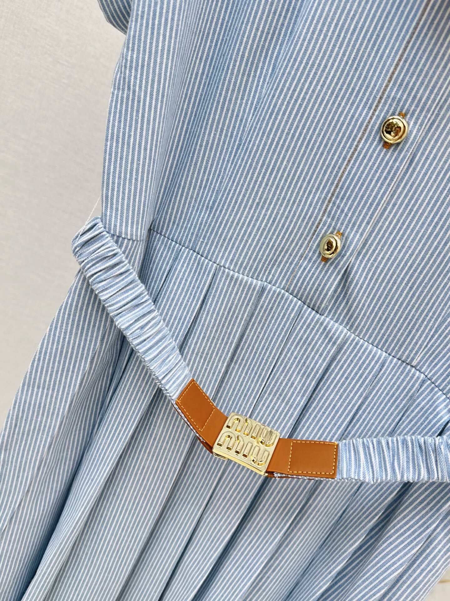 MM Striped Belted Midi Dress