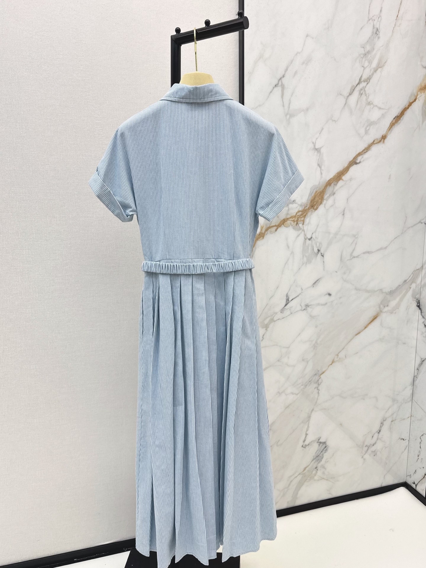 MM Striped Belted Midi Dress