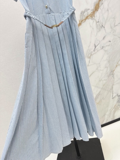 MM Striped Belted Midi Dress