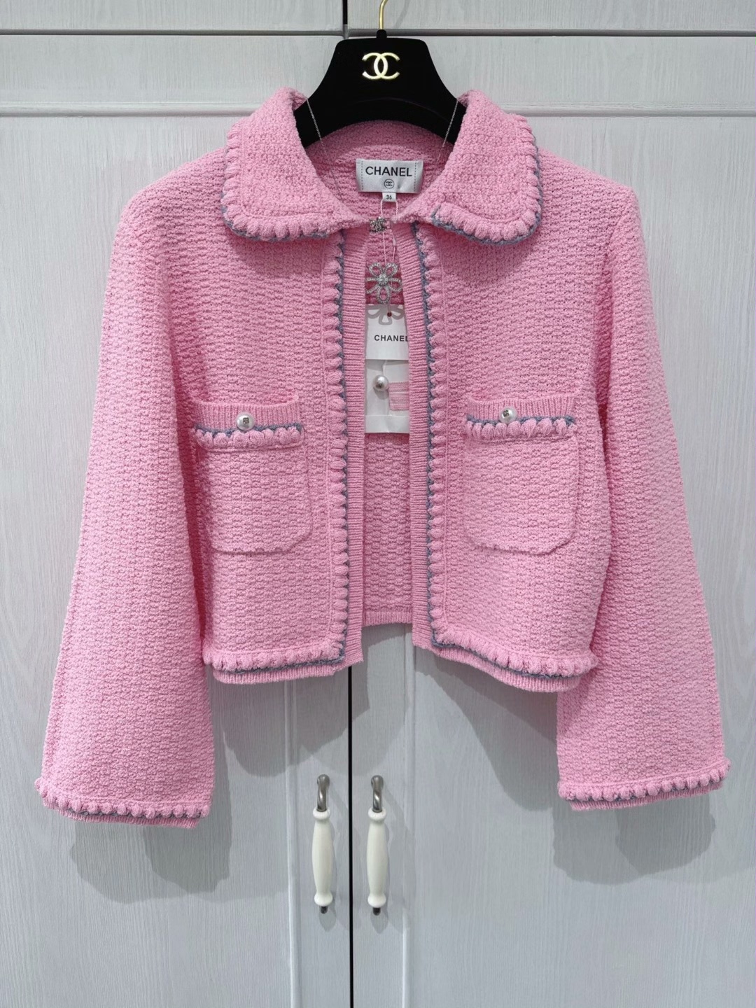 CC Textured Bouclé Cropped Cardigan Jacket