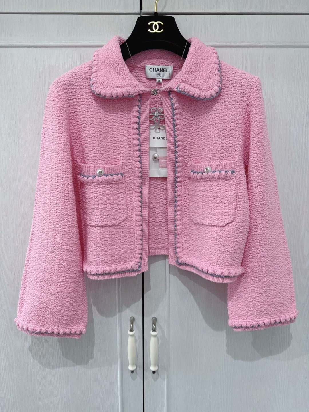 CC Textured Bouclé Cropped Cardigan Jacket