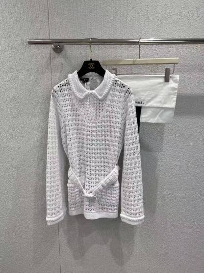 CC 26SS   Hollow knit doll collar top