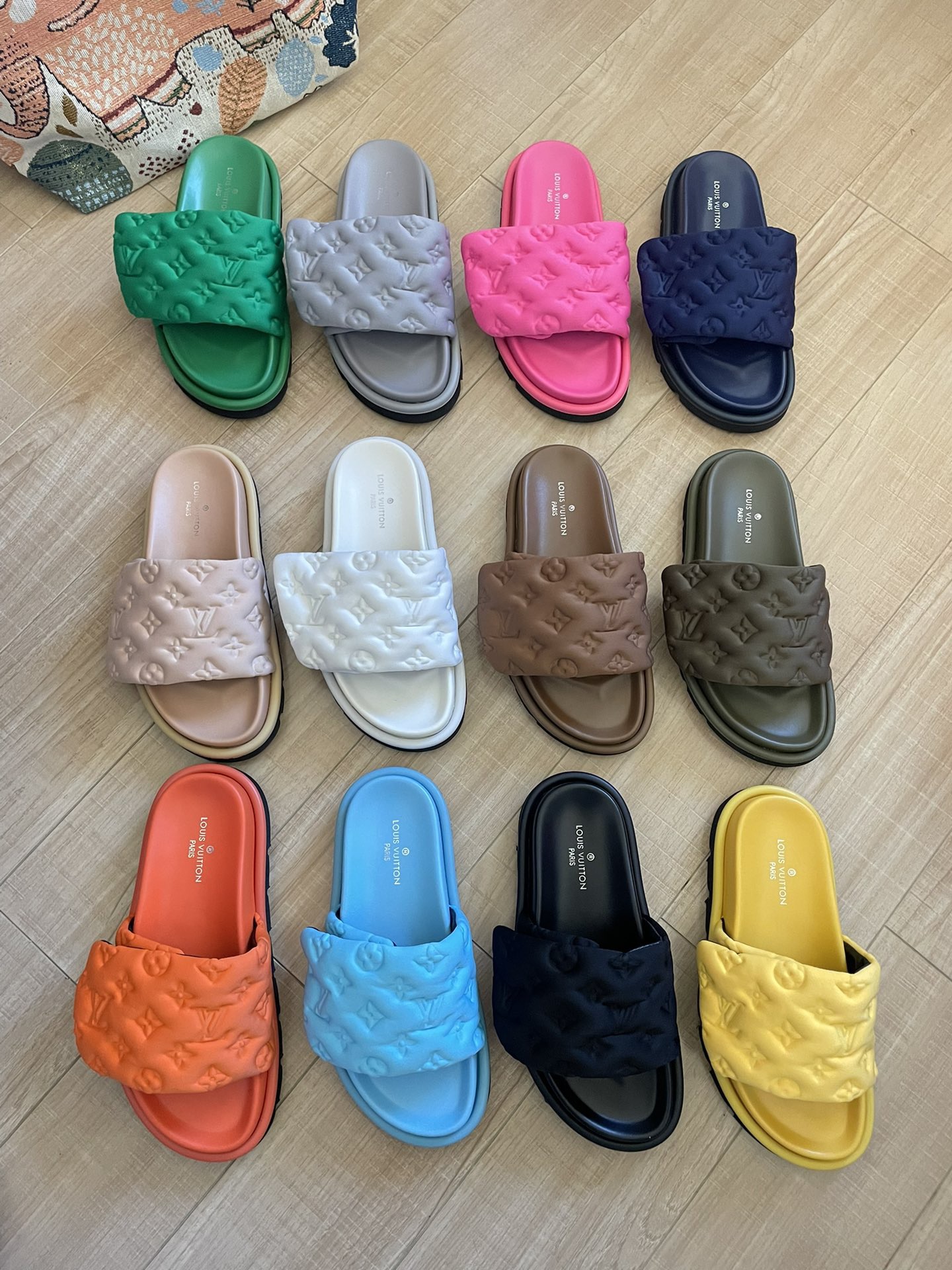 LU Monogram Padded Platform Slides