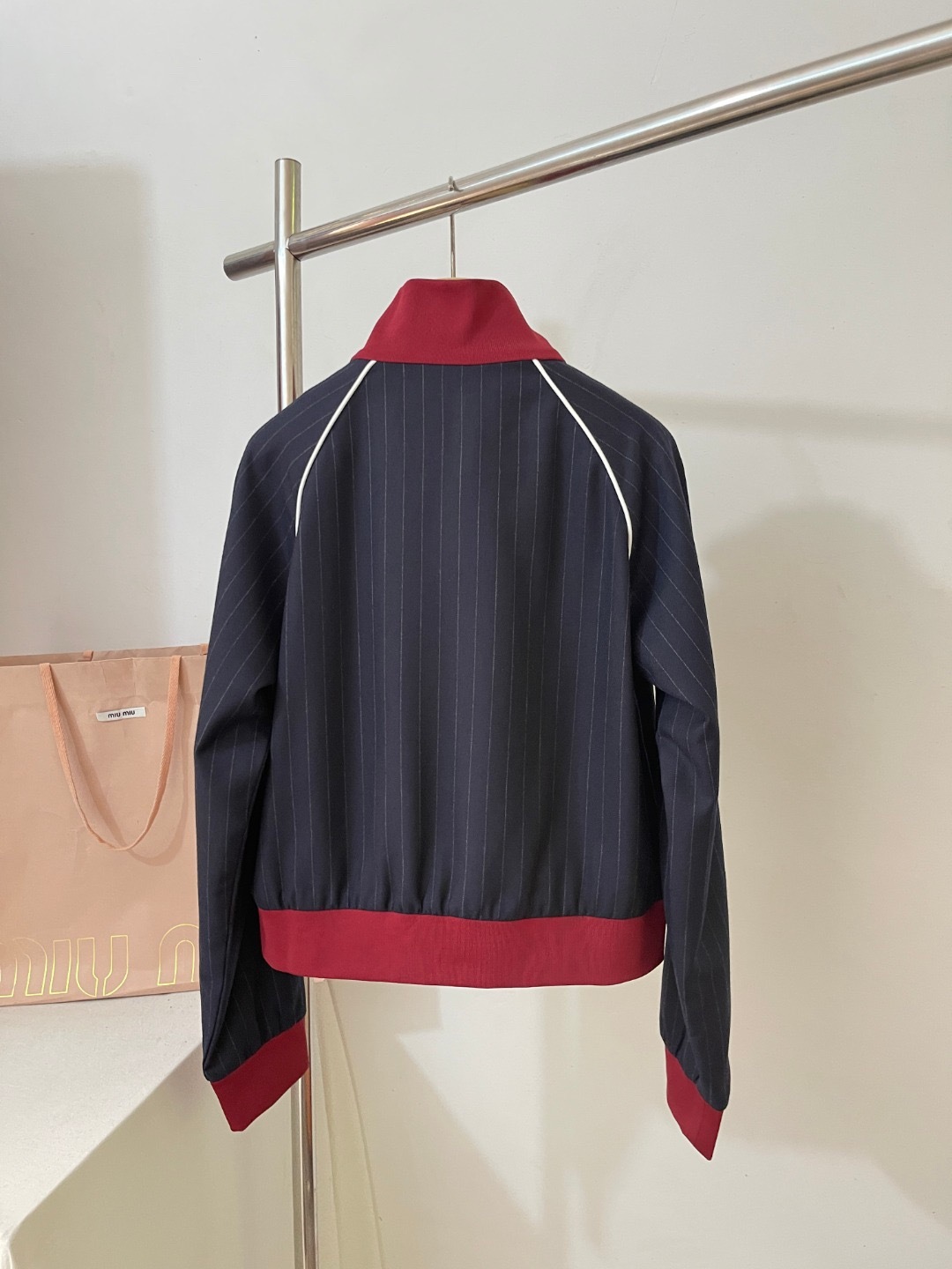 MM 2025SS Striped college style sports zipper jacket