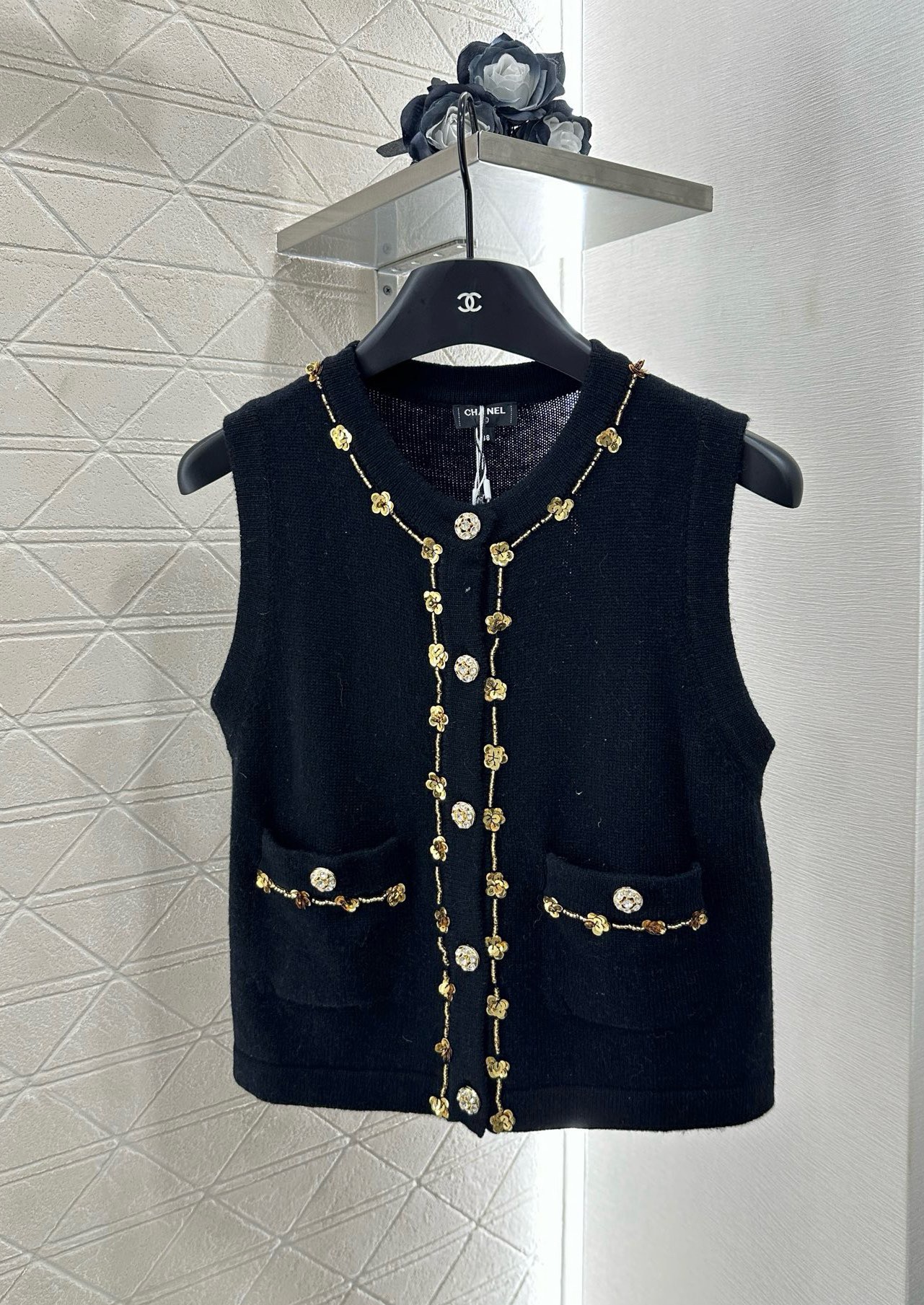 CC 25SS Nail bead knitted vest