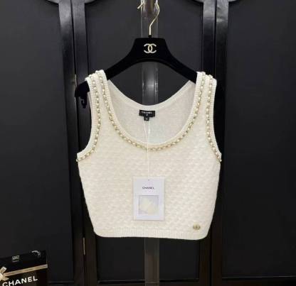 CC Black chain knitted short vest