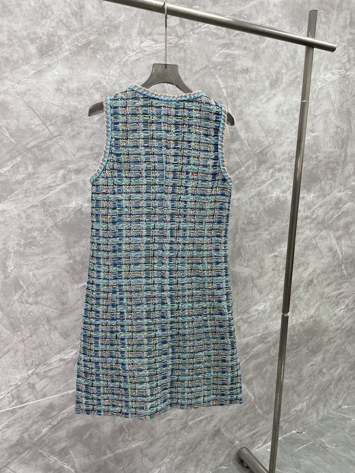 CC 25SS Peacock blue woolen vest skirt