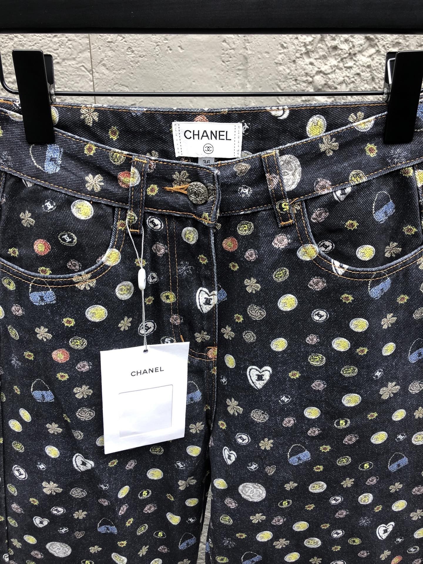 CC 2025SS 3D printed color patterned straight leg jeans