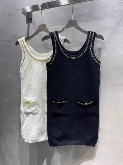 CC Black gold leather chain dress