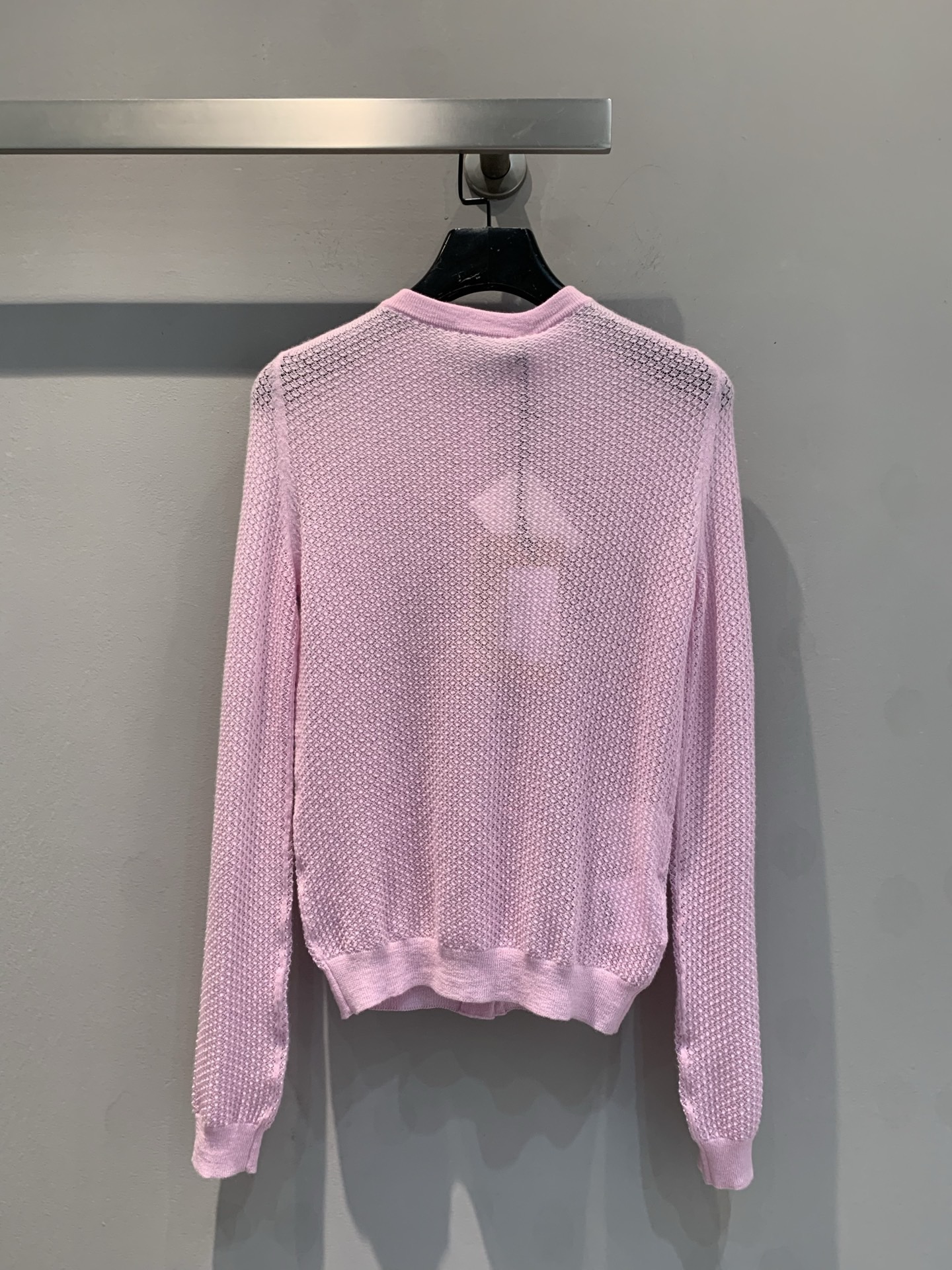 MM 2025SS Pink knitted hollow cardigan