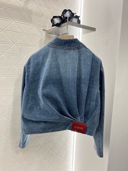 LEW 2025SS Zipper leather brand denim jacket