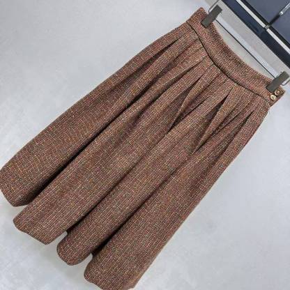 CC 25SS Vintage woolen high waisted pleated skirt