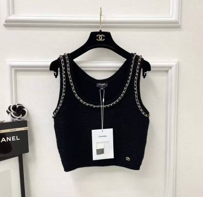 CC Black chain knitted short vest