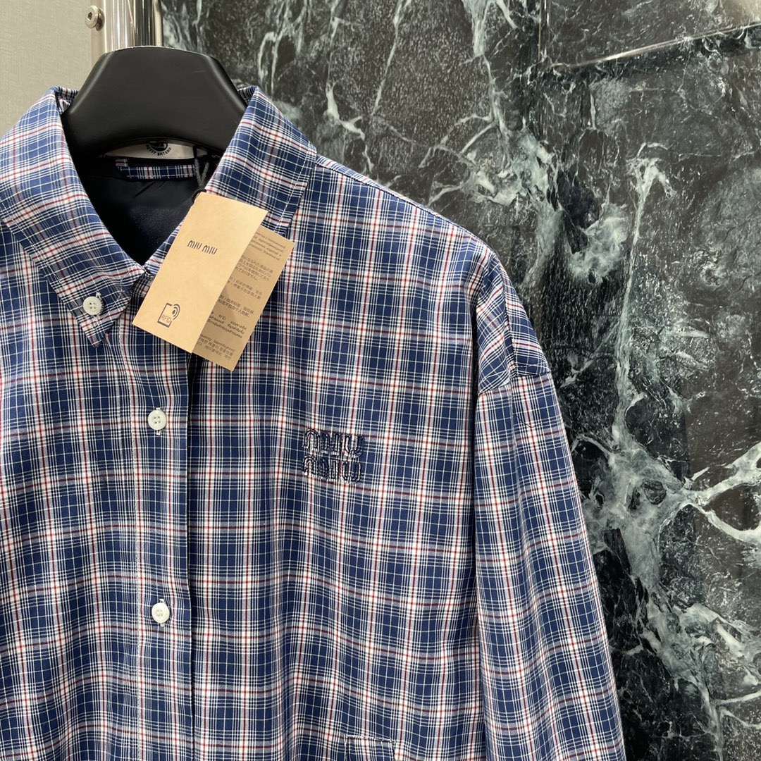 MM 2025SS Blue checkered lapel jacket